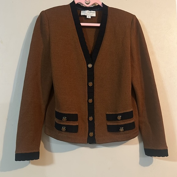St. John  collection by Marie Gray Brown and Black Cardigan size S - Picture 6 of 9